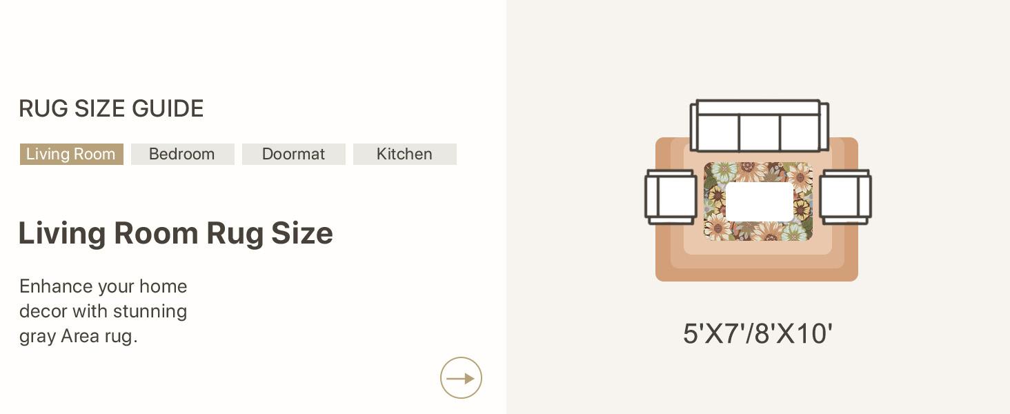 GENIMO Foldable Floral Rugs Boho Vintage Decor for Every Room Machine Washable, Non-Slip, Pet & Kid Friendly