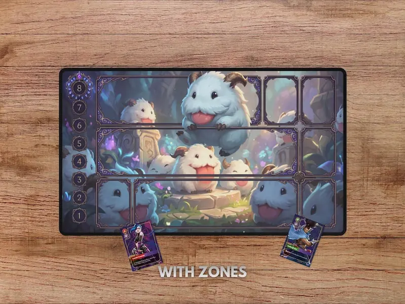 Poro Riftbound Playmat with Zones TCG Gaming Mat Mousepad for Gaming and Office Use