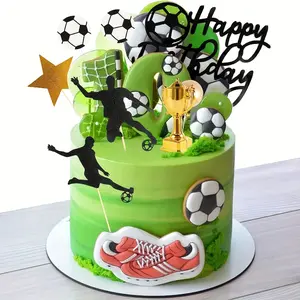 34pcs Soccer Cake Topper Soccer Ball Player Cake Decorations Soccer Figurine Soccer Birthday Cake Decoration for Men Boy Soccer Sport Theme Birthday Party Suppplies Ornaments Plastic