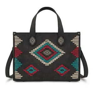 Montana West Whipstitch Aztec Design Tote/Crossbody Bag