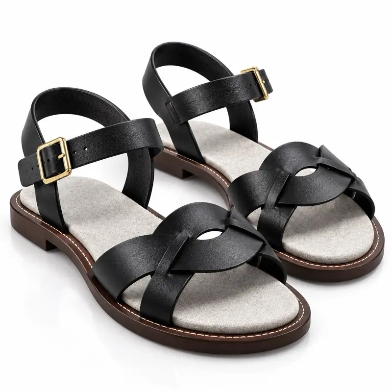 Fashionable Crossed Strap Flat Sandals