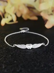 Angel Wings Heart Footprint Bracelet for Women Elegant Jewelry Bracelet “Mommy of an angel” Engraving Cuff Bracelet, Synthetic Zirconia Mother's Day Gift for Women, Birthday Anniversary Present for Her（with Box）