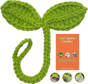 Cute Knitted Crochet Leaf Sprout - Lucky Handmade Multi-Functional Crochet Accessories, Ideal Bookmark for Bookworms, (Green)