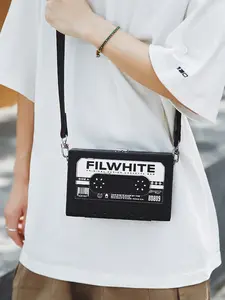 Men's Asymmetrical Business Shoulder Bag, Crossbody Bag, Plain Swiss Dot Design, Adjustable Strap, Perfect for Daily Use & Travel