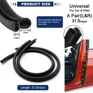 Summervibes Car Door Weather Stripping - 2PCS B-Pillar Door Seal Strip, EPDM Rubber Frame Gasket with Buckle, Automotive Soundproof Dustproof Noise Reduction Edge Trim, Universal for Cars SUV Truck RV, Auto Door Protection Accessories