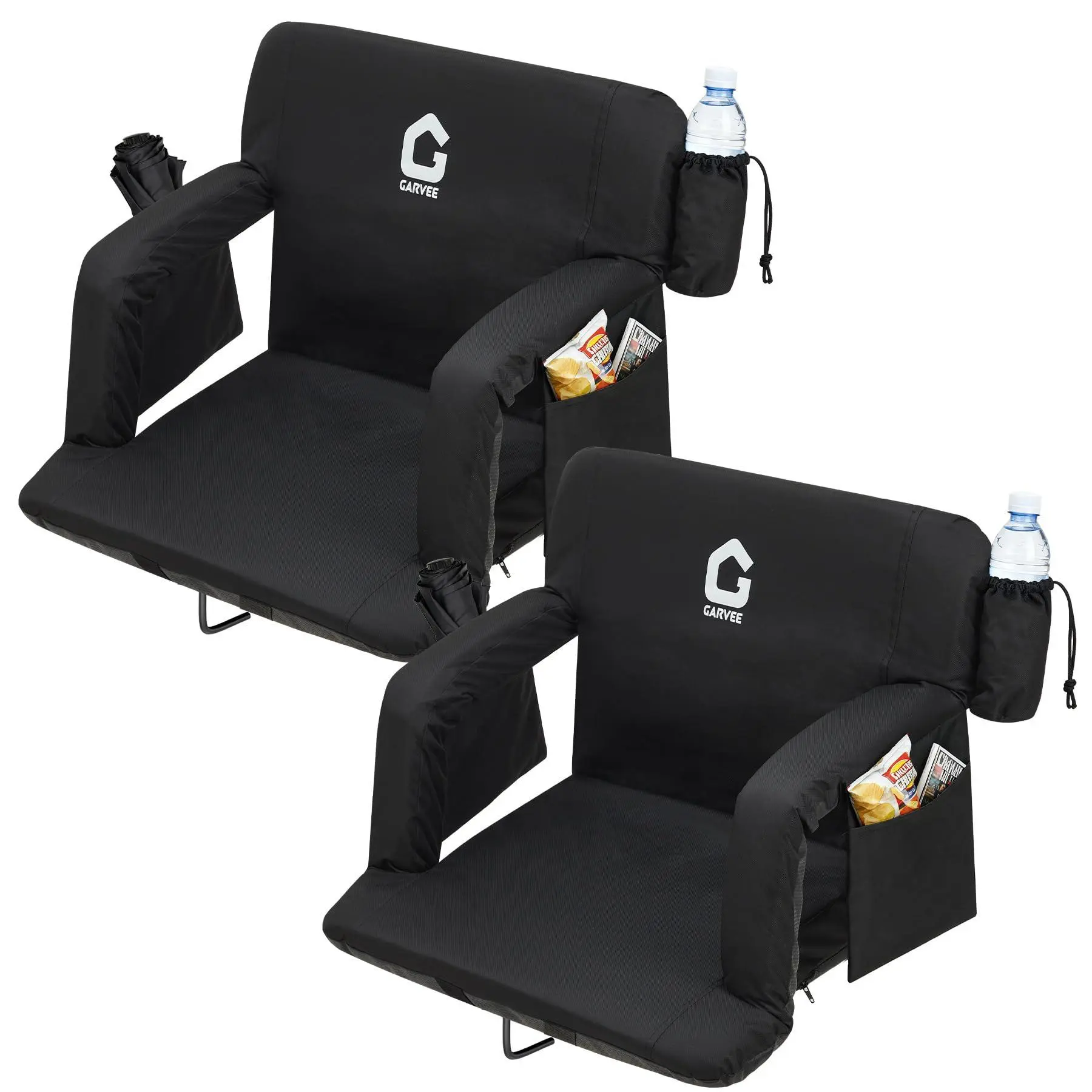 Wide Stadium Seats for Bleachers with Back Support,  6-Position Adjustable Bleacher Chairs with Armrests, Cup Holder & Thick Cushion, Large Pockets for Outdoor Sports & Concerts
