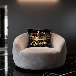 Queen Crown Leopard Print Pillow, 1 Pack With Insert, Single-Side Printed Luxury Black Gold Style Skin-Friendly Throw Pillow, Universal For Sofa Bedroom Decor, Personalized Home Decoration, Ideal Holiday Gift