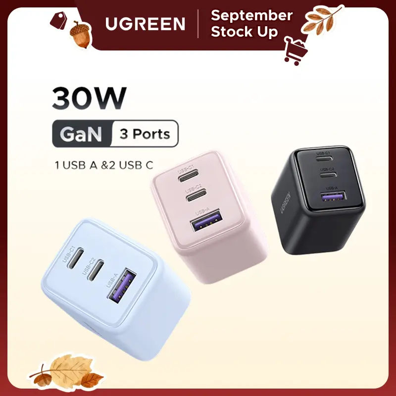 UGREEN GaN Multi-Port Fast Wall Phone Charger Block - 30W 2C1A/20W 1C1A/45W 4C1A PPS Compact USB-C Power Adapter, 2-year intl. Warranty, Cordless, Free US Plug, for iPhone, Galaxy S25/S24/S23, Cellphone, Electronic Devices, tiktokshopstockup