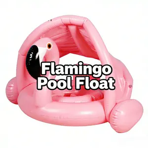 Flamingo Baby Pool Float with Canopy, Cute Design, Sun Protection Canopy, Thickened Eco-Friendly PVC, Fun Float for Toddlers, Inflatable Pool Floaters