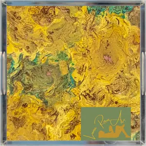 Luna Rain Art Vintage Rain Flower Acrylic Tray Plates Serving Multicolor