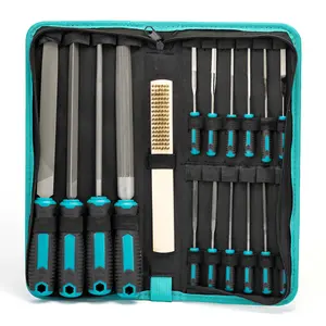 【Fathersdaygift】LIBRATON 31PCs Metal File Set with 12 Needle Files, Riffler File, Sandpapers, Steel Brush & Zipper Bag for Wood & Metalworking Hand Tools Hardware Heavy Duty Door Furniture,father'sdaygifts