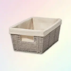 16.75"x9.75"x6.75" Woven Media Basket Gray - for Home Storage, Brightroom