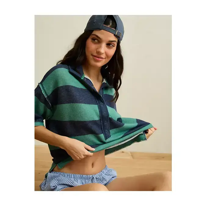 AE Campus Short-Sleeve Rugby Sweatshirt
