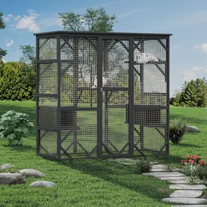 Garvee Extra Large Outdoor Cat Enclosure – Walk-In Catio with Window Access, Spacious and Secure Play Area for Multiple Cats, Weather-Resistant Design, Available in Black and Gray