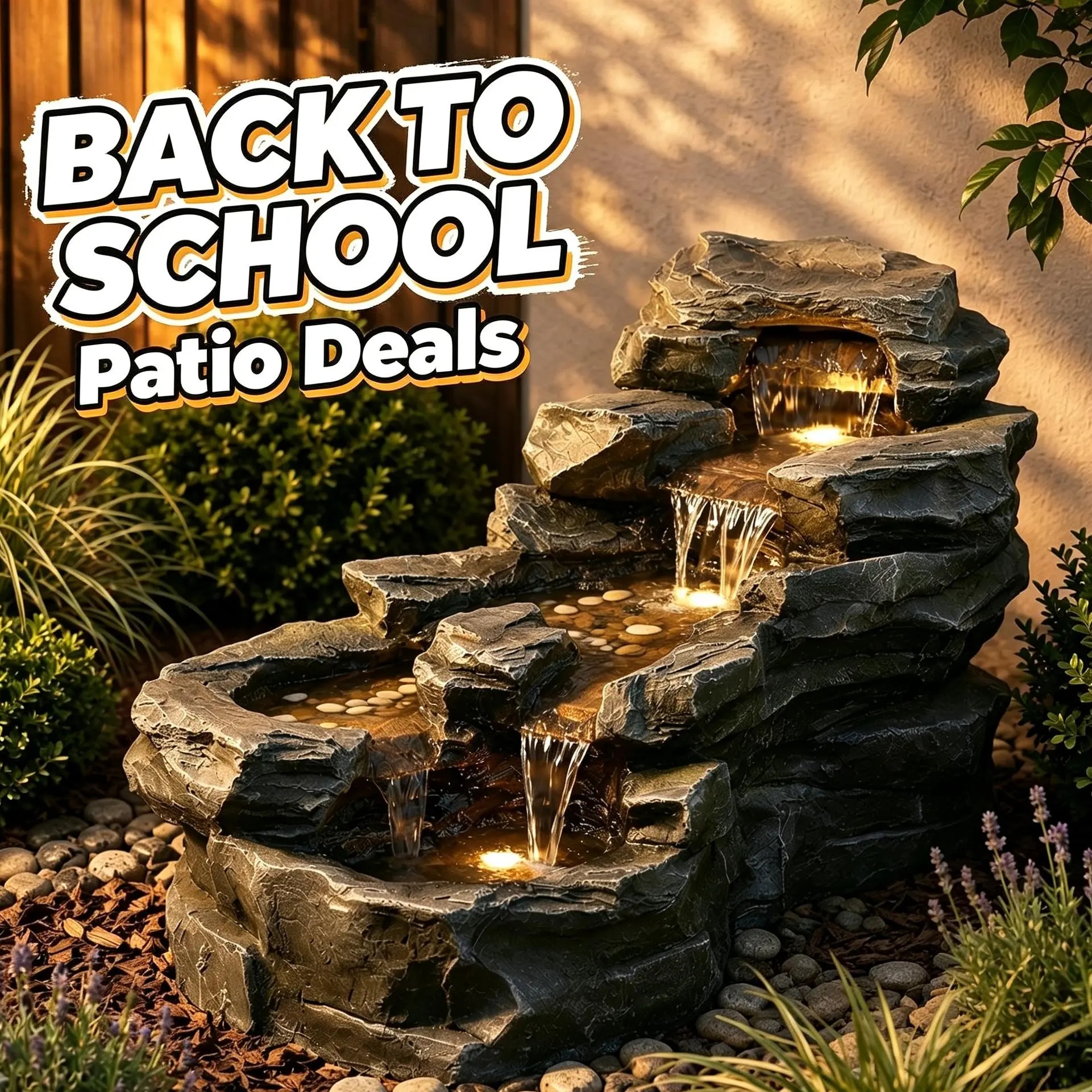 2026 US Back To School Campaign Tankana Electric Outdoor Rock Waterfall Led Lighted Modern Stone Garden Fountain - Home Decor Waterscape Accessory for Garden, Patio, Garden Fountains, Led Lighted Fountain, Modern Water Fountain