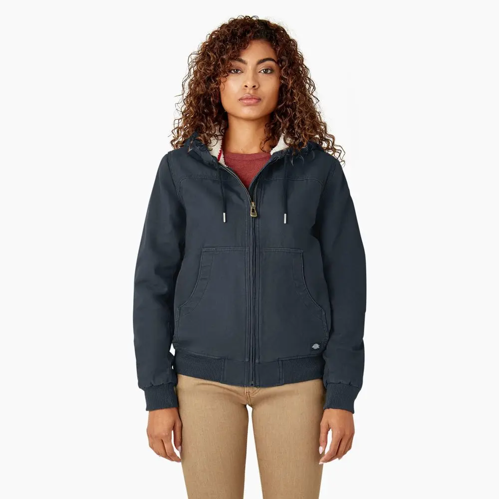 Dickies Women's Fleece Lined Duck Canvas Jacket Rinsed Diesel Gray (RYG) XL