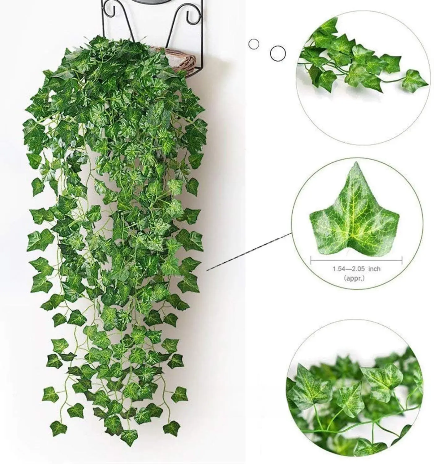 12 Pack Fake Vines for Room Decor Artificial Ivy Garland with Clip Green Flowers Hanging Plants Faux Greenery Leaves Bedroom Aesthetic Decor for Home Garden Wall Wedding