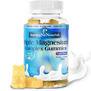 Sugar Free Magnesium Gummies Plus Probiotic & Fiber, Vitamin D3 K2 B6 for Sleep* Brain Health, Digestion, Gut Health Dietary Edible