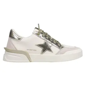 Vintage Havana Womens Laser Glitter Lace Up Sneakers Shoes Casual - Gold, White