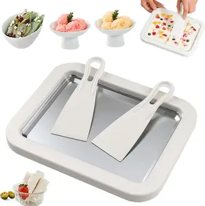 Rolled Ice Cream Maker Kit, New 2026 At-Home Stainless Steel Instant Freeze Plate with 2 Scrapers, DIY Rolled Ice Cream Tray, Perfect for Family Fun and Easy Homemade Desserts