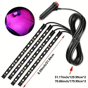 Car LED Strip Lights, 4pcs 36 LED Car Interior Lights Under Dash Lighting Waterproof Kit, Atmosphere Neon Lights Strip for Car, DC 12V