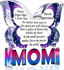 Mom Gifts for First Mothers Day Easter, Unique Birthday Gifts for Mom from Daughter Son, I Love You Mom Gift for Mother New Step Moms Mama, Best Mom Ever Gift for Mom Decorative Signs Plaques Butterfly Decoration