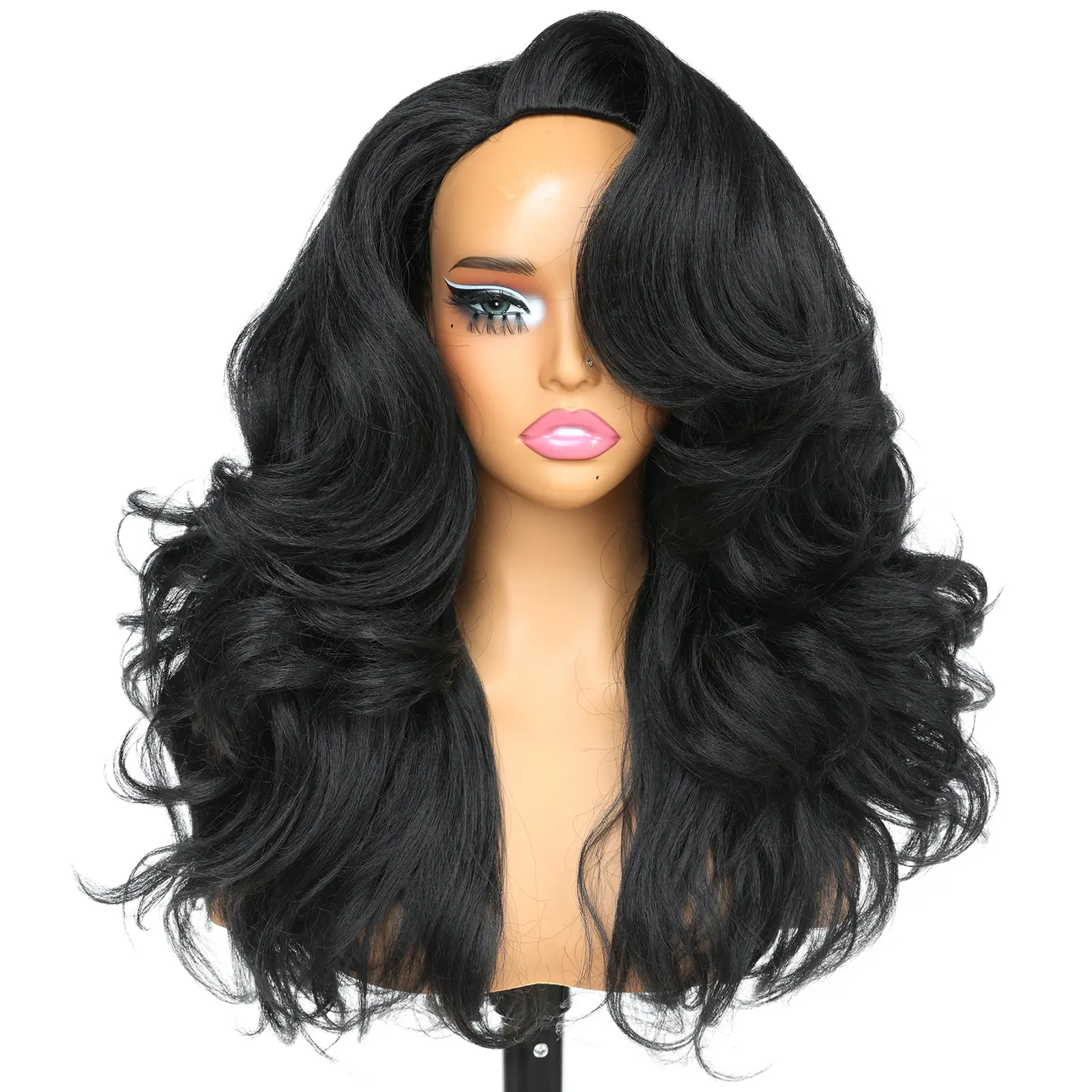FABÉLLE 3 In 1 Half Wig Yaki Wavy Glueless 20inch No Lace Wear and Go Wig Seamless Blend Natural Hairline  Drawstring Cap Synthetic Wig Versatility Beginner Friendly Affordable Wigs