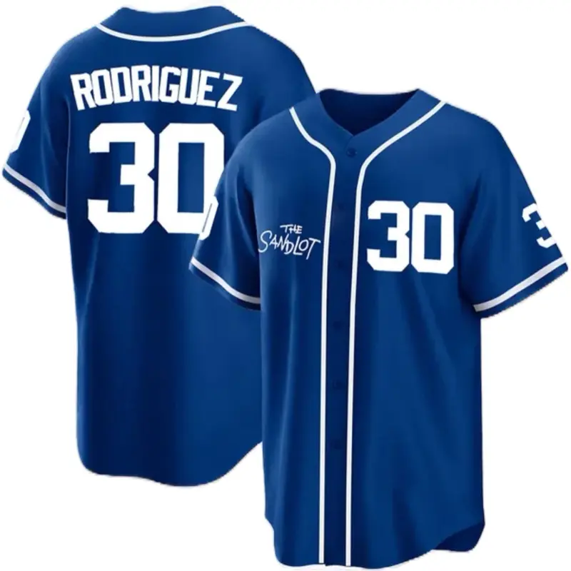 The Sandlot Baseball Jersey, Blue, Number 30, Short Sleeves, Classic Design