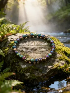 Colorful Energy Seven-Color Hematite Bracelet, Single-Wear Convenient, Natural Stone Relaxes Mind & Body, Stress Relief Jewelry
