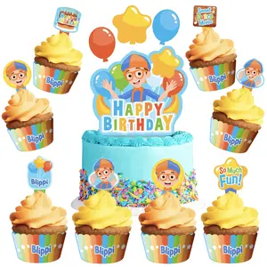 Blippi Birthday Cake Topper & Blippi Cupcake Toppers Kit
