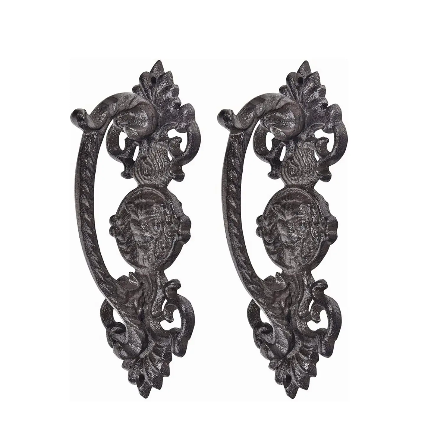 Sungmor 2PC Solid & Sturdy Cast Iron Gate Handles, Heavy Duty 8.7" Long Strong Barn Door Handles, Pretty Rustic Farmhouse Fence Gate Garage Closet Drawer Cabinet Decorative Handles Sliding Door Pulls