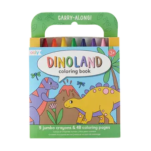 Carry Along! Coloring Book and Crayon Set - Dinoland - Set of 9 Crayons