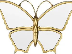Decorative Butterfly Wall Mirror with Gold Plastic Frame (9.8 x 6.3 inch)