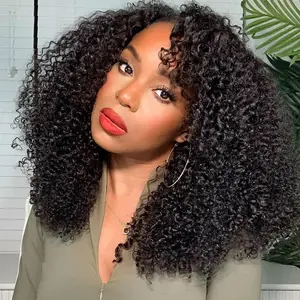 HD 13x6 Kinky Curly Lace Front Wigs for Women 12A Brazilian Human Hair 200% Density Pre Plucked With Baby Hair Transparent Lace Frontal Wigs Kinky Curly Wigs