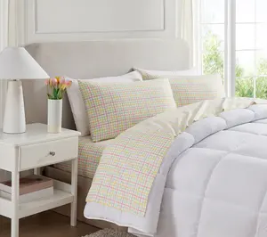 Hallmark Chromatic Grid 3-Pc Microfiber Bed Sheet Set, Queen