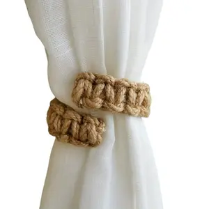 Boemian Jute Curtain Tiebacks - Handmade Woven Cotton Rope Tie Backs, Versatile Boho Curtain Holdbacks for Home Decor,summervibes