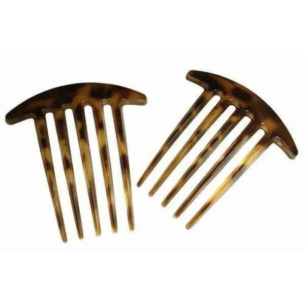 Parcelona French Medium Interlocking Light Tortoise Shell Side Hair Comb 2 pcs