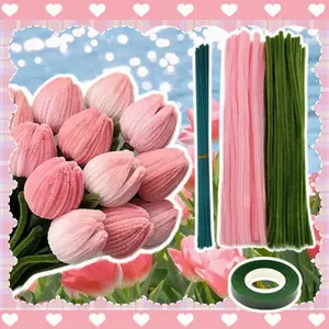 216 tulips, bouquet twist stick set, available in five colors, suitable for DIY crafts, graduation season, Mother's Day gifts, etc