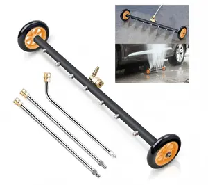 2-in-1 Undercarriage Pressure Washer Attachment, 22 Inch (56cm) Under Car Washer Cleaner with 7 Nozzles, 4000PSI Power Washer Water Broom w/ 3 Pcs Extension Wands (Including 45° Angled Wand) for Car Chassis & Undercarriage Cleaning
