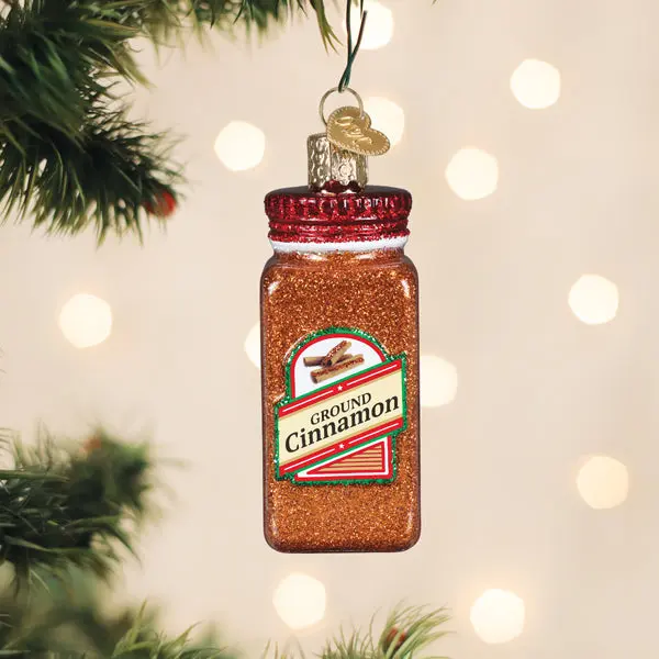 Spice-Themed Cinnamon Seasoning Ornament, Bottle-Shape Festive Decor with Sparkly Texture for Home & Party Decorations