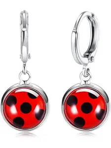 Ladybug Earrings Stud Hoop Dangle Ladybird Earring Stainless Steel Clip On Earrings Non Pierced Black Spot Red Charm Earrings for Girl Ladybug Jewelry