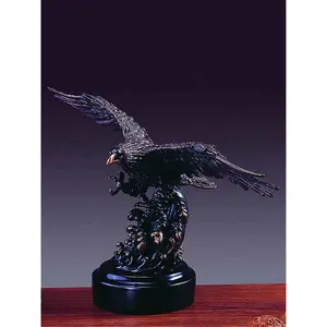 212 MAIN Pewter Eagle-on-Wave Decorative Statue with Round Base - Bronze-Look Figurine, Sculpture, Home Decoration for Room Decorations