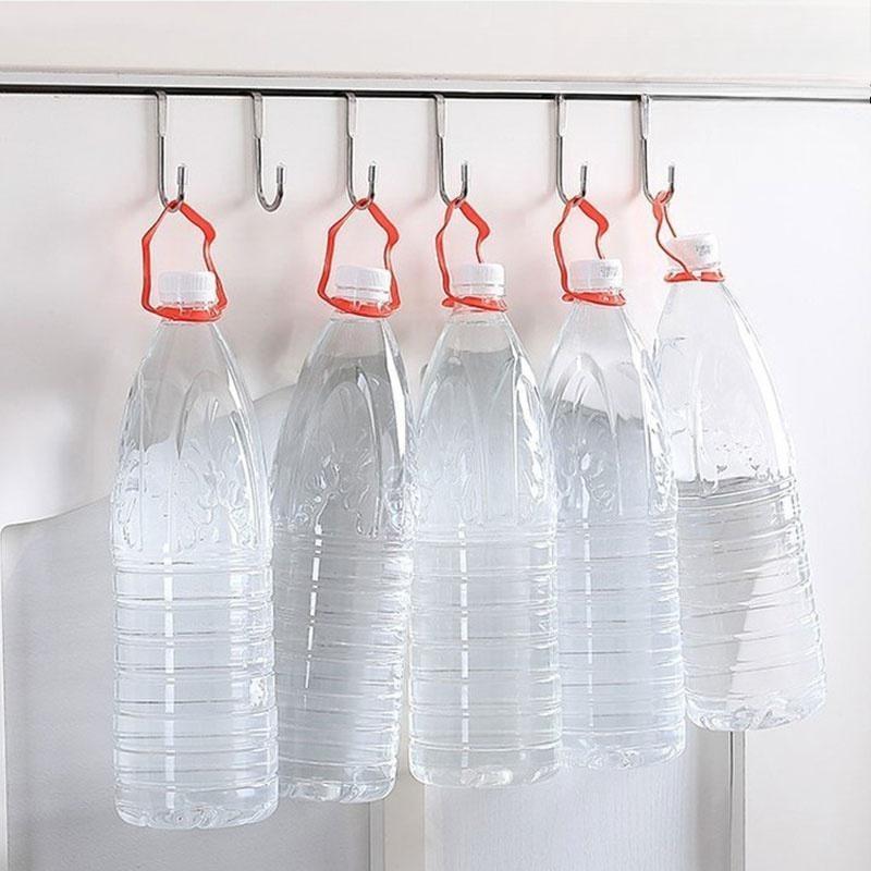 Heavy Duty Wall Hooks, No Drill Adhesive Mount for Kitchen Bathroom Office, Rustproof Double Hooks for Organizing Utensils Keys Decor, Space Saving Closet Door Storage Solution