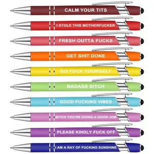 10pcs Swear Word Pens for Office - Retractable Funny Ballpoint Pens with Cuss Words & Black Ink, Days of The Week Premium Novelty Gifts for Coworkers, Thanksgiving & Christmas