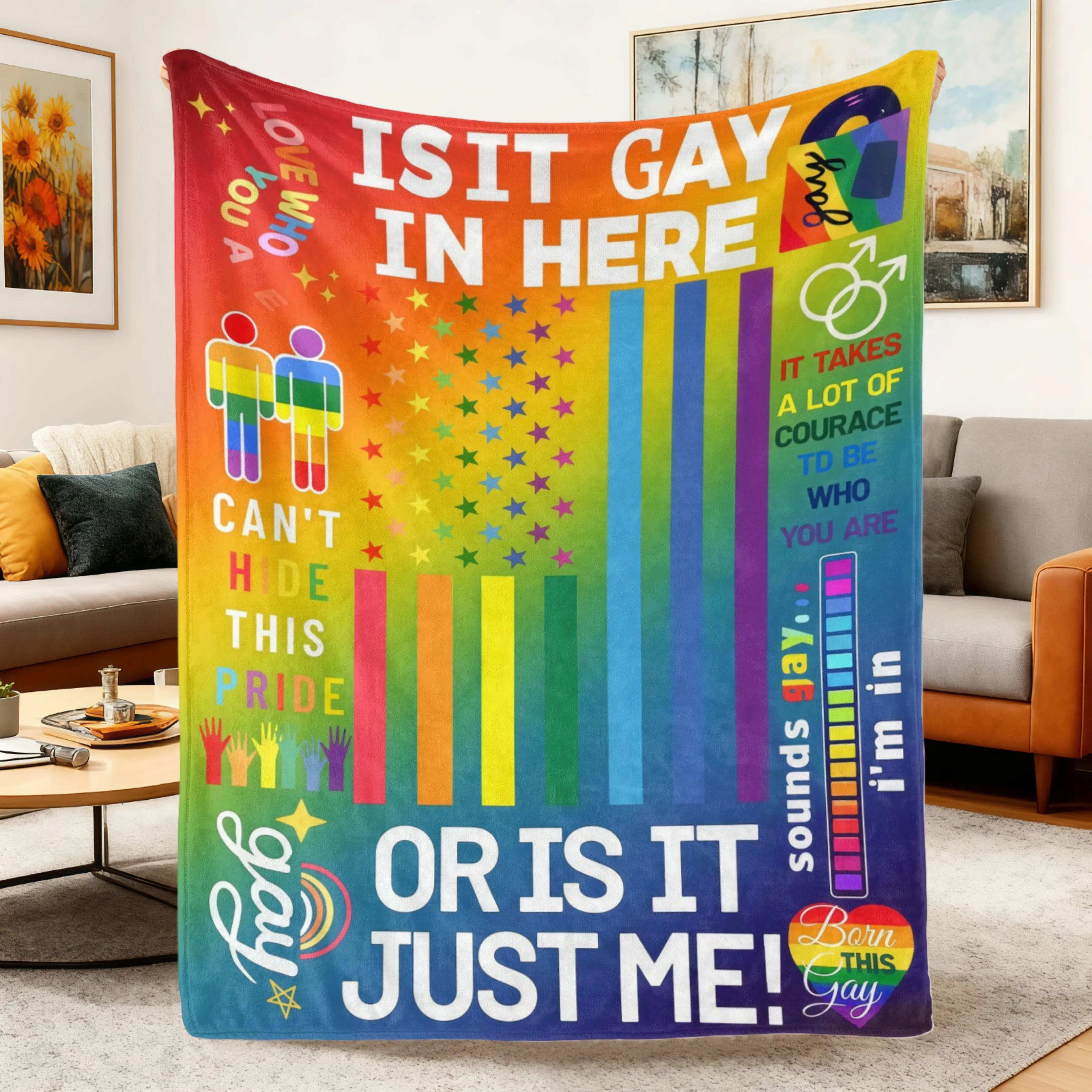 Soft Comfortable Funny Throw Blanket Lgbtq Blanket,Lgbt Gifts For Gay,Lesbian,Transexual,Friends,Besties,Gay Pride,Rainbow,Gay