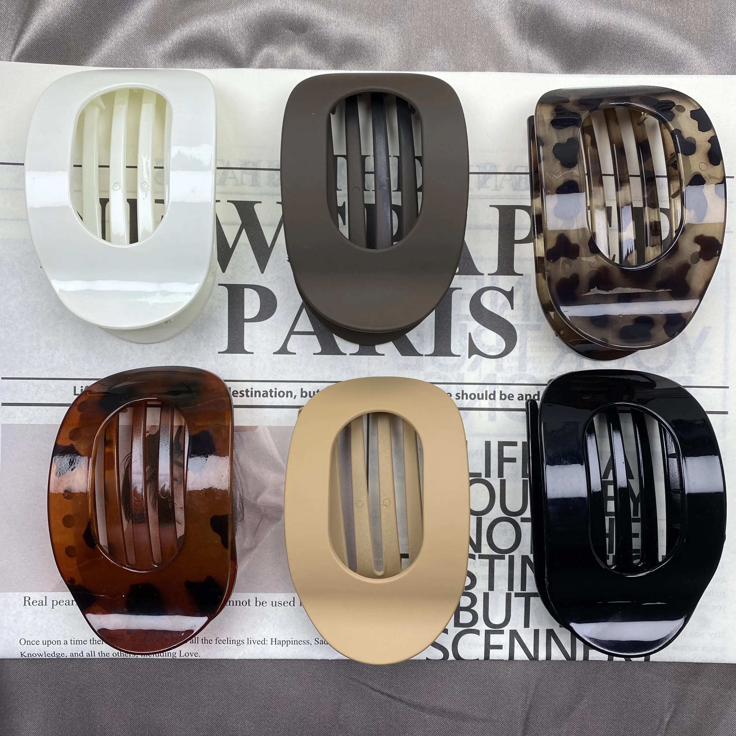 Women's 6-Pack Flat No-Crease Acrylic White Claw Clips - Strong Hold Matte Hair Clips, Trendy Accessories for Work, Travel, White Claw Clip