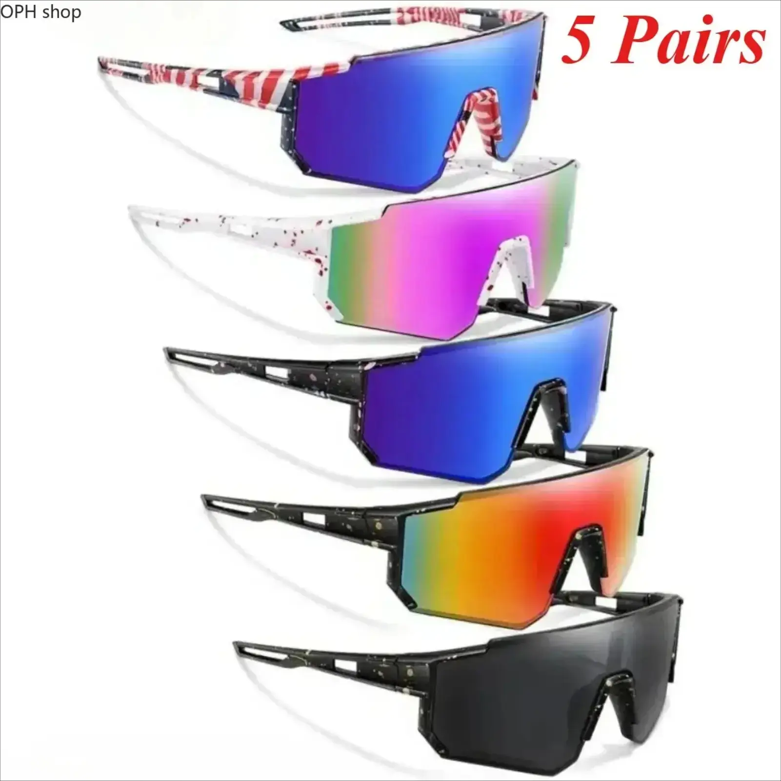 Unisex 5-Pack 2026 UV400 Protective Sunglasses - Lightweight Durable Frames, Anti-Glare Outdoor Sports Shades for Men, Cycling Fishing Essentials, Summer Fashion Accessories Value Pack