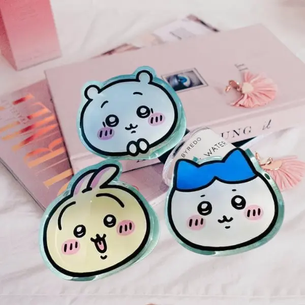 Cute Kawaii Anime Acrylic Phone Grip | Aesthetic Clear Griptok Collapsible Stand Holder for iPhone Android