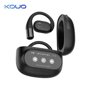 KOUO O1 Open-Ear Wireless Bluetooth 5.4 Headphones with LED HD Display High-Fidelity Sound IPX7 Waterproof for Office Sports Studying Audio Calls