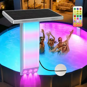 Poolside Solar light, RGB Color Changing Solar Floating Pool Lights with Timer,Magnetic Mount,  IP68Waterproof Swimming Pool Lights Solar Powered for Pools & Gardens,4 Brightness Levels outdoorfun